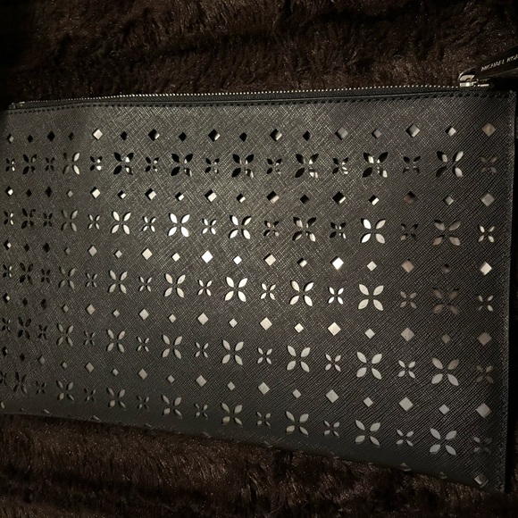 Michael Kors Women’s Floral Perforated Large Zip Clutch - Picture 5 of 13